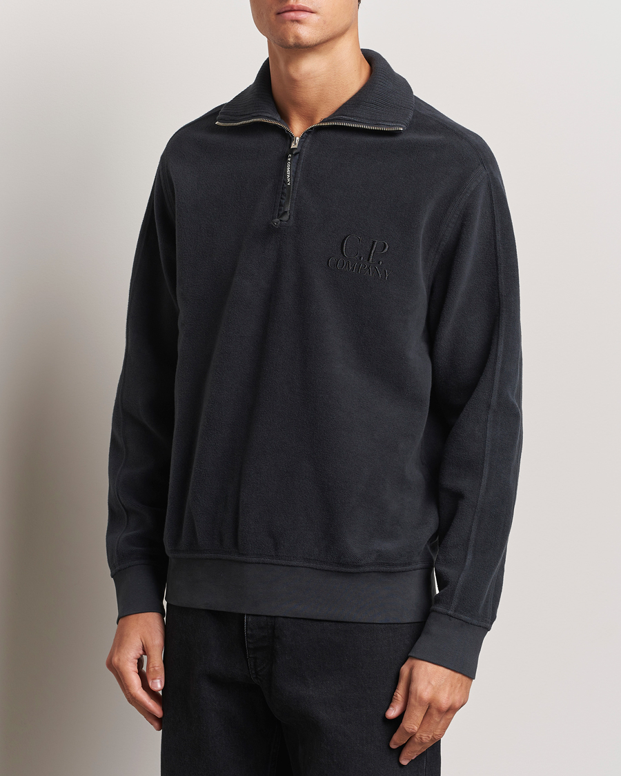 Herre | Gensere | C.P. Company | Brushed Diagonal Fleece Half Zip Grey Black