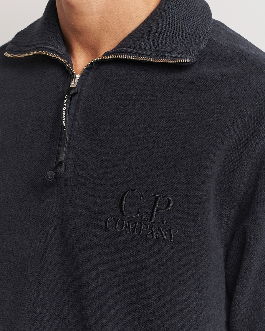 Herre | Gensere | C.P. Company | Brushed Diagonal Fleece Half Zip Grey Black