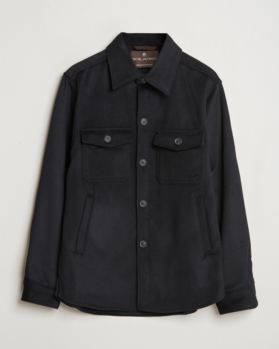 Herre | Jakker | Oscar Jacobson | Maverick Wool/Cashmere Shirt Jacket Black