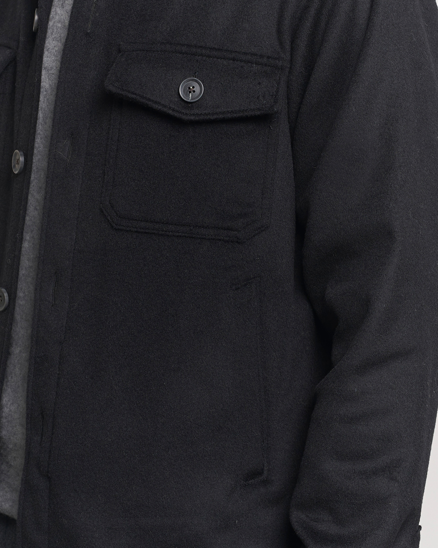Herre | Jakker | Oscar Jacobson | Maverick Wool/Cashmere Shirt Jacket Black
