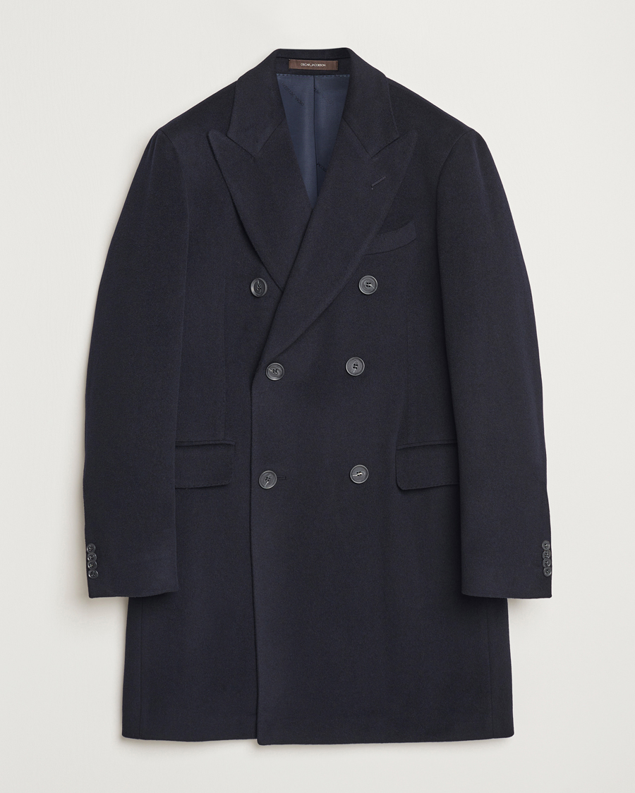 Herre | Jakker | Oscar Jacobson | Silvain DB Wool/Cashmere Coat Navy