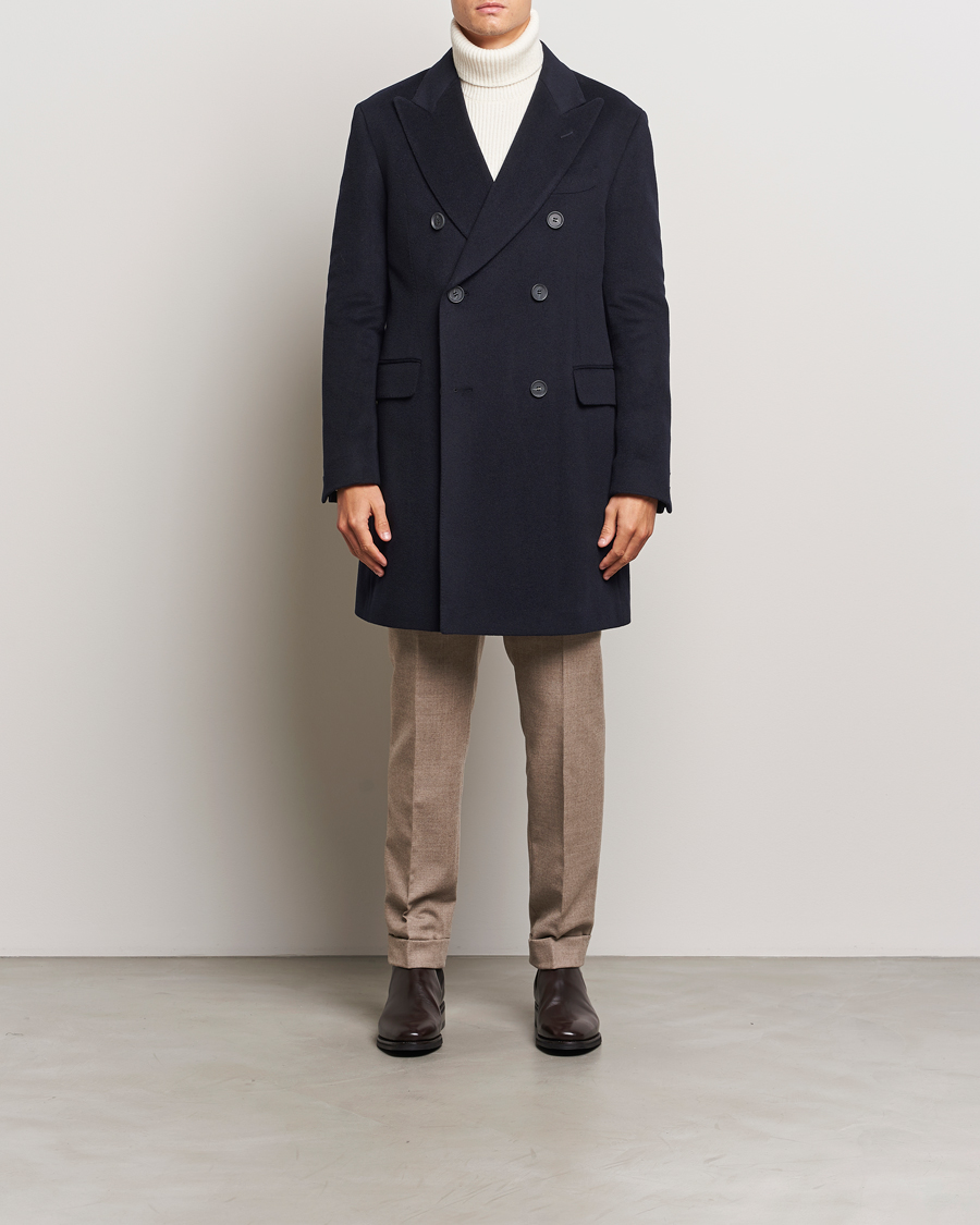 Herre | Jakker | Oscar Jacobson | Silvain DB Wool/Cashmere Coat Navy
