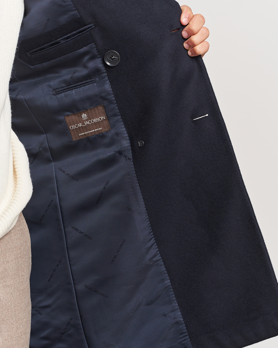 Herre | Jakker | Oscar Jacobson | Silvain DB Wool/Cashmere Coat Navy