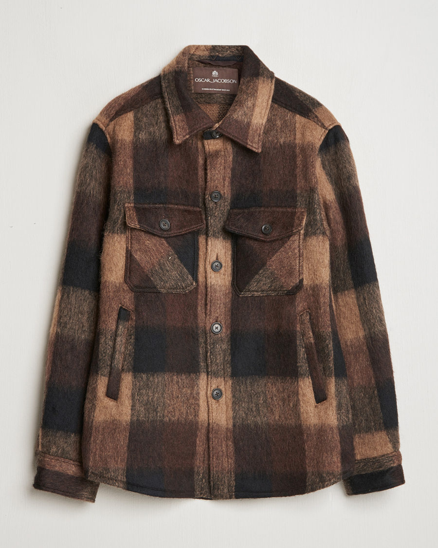 Herre | Jakker | Oscar Jacobson | Maverick Checked Shirt Jacket Brown
