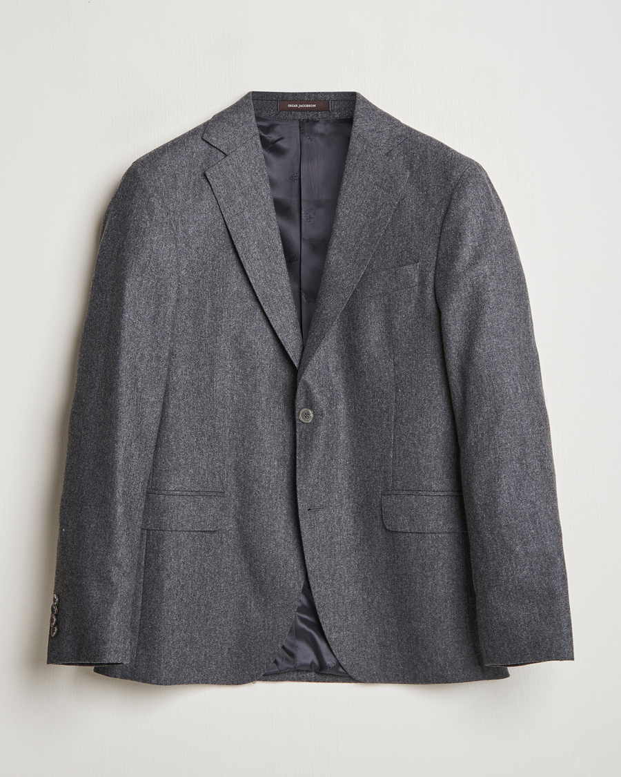 Herre | Dressjakker | Oscar Jacobson | Fogerty Flannel Blazer Dark Grey