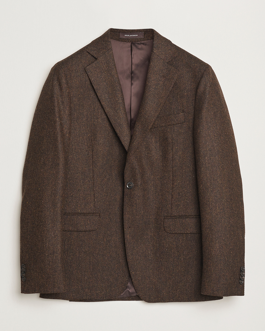 Herre | Dressjakker | Oscar Jacobson | Fogerty Moon Herringbone Tweed Blazer Brown