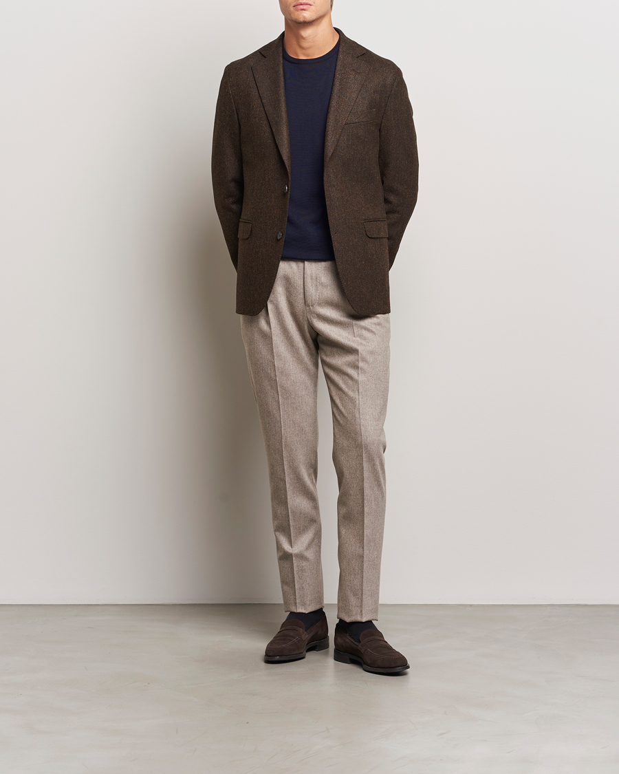 Herre | Dressjakker | Oscar Jacobson | Fogerty Moon Herringbone Tweed Blazer Brown