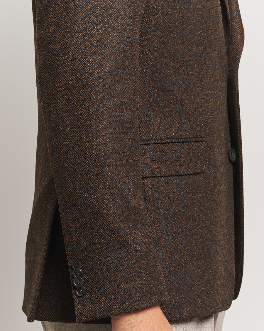 Herre | Dressjakker | Oscar Jacobson | Fogerty Moon Herringbone Tweed Blazer Brown