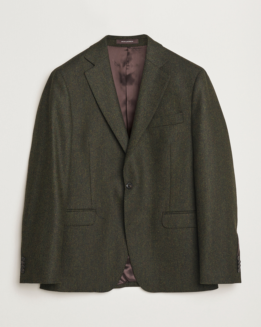 Herre | Dressjakker | Oscar Jacobson | Fogerty Moon Herringbone Tweed Blazer Green