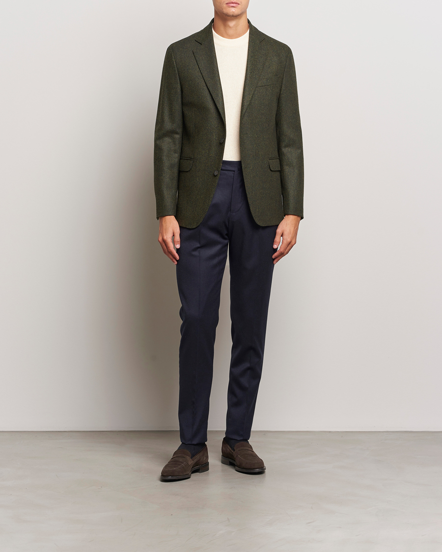 Herre | Dressjakker | Oscar Jacobson | Fogerty Moon Herringbone Tweed Blazer Green