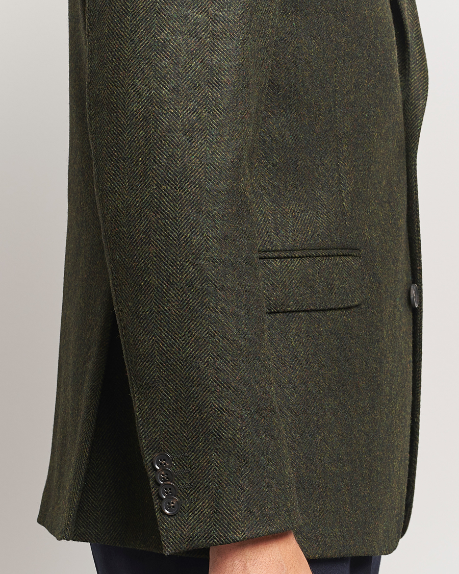 Herre | Dressjakker | Oscar Jacobson | Fogerty Moon Herringbone Tweed Blazer Green
