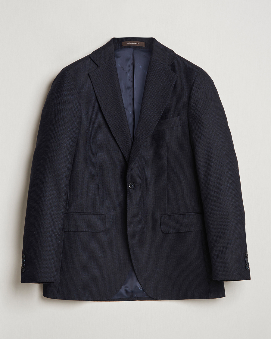 Herre | Dressjakker | Oscar Jacobson | Fogerty Wool Hopsack Blazer Navy