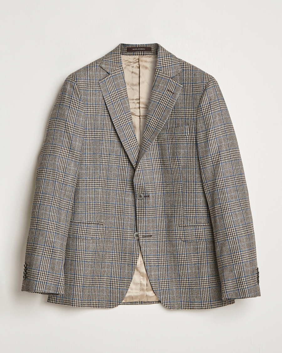 Herre | Dressjakker | Oscar Jacobson | Fogerty Prince of Wales Wool Blazer Beige