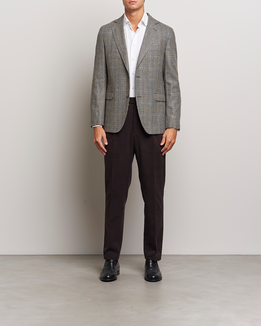Herre | Dressjakker | Oscar Jacobson | Fogerty Prince of Wales Wool Blazer Beige