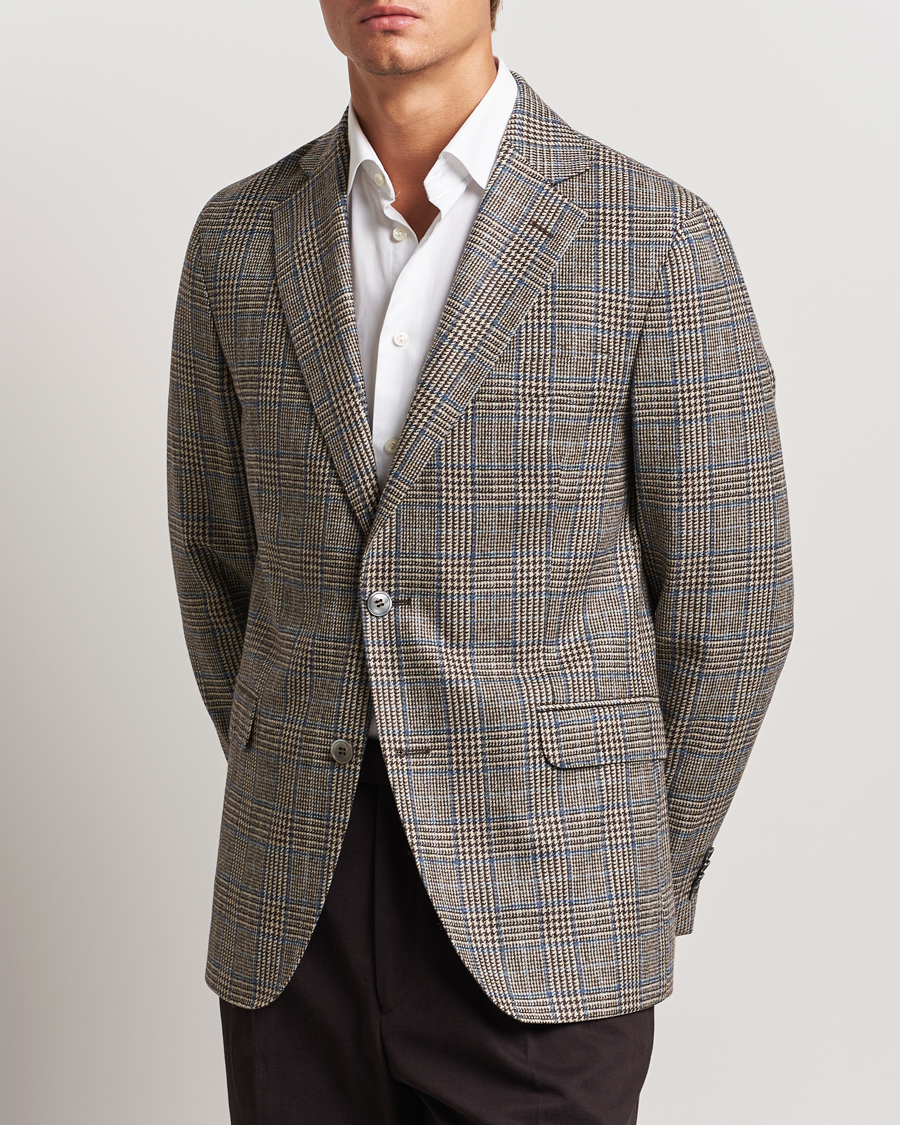 Herre | Dressjakker | Oscar Jacobson | Fogerty Prince of Wales Wool Blazer Beige