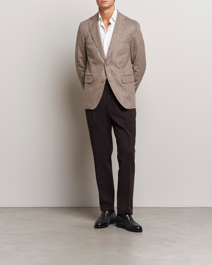 Herre | Dressjakker | Oscar Jacobson | Fogerty Herringbone Wool Blazer Beige