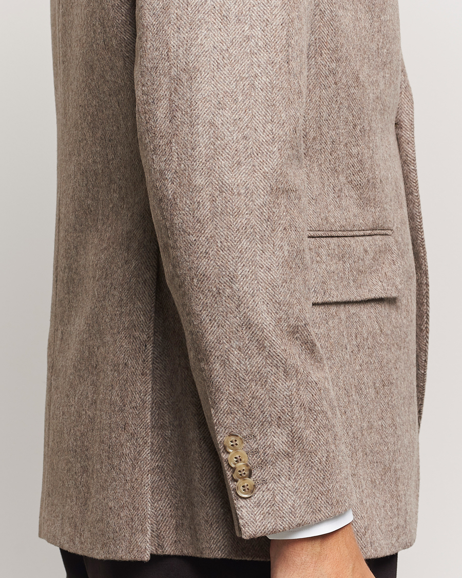 Herre | Dressjakker | Oscar Jacobson | Fogerty Herringbone Wool Blazer Beige