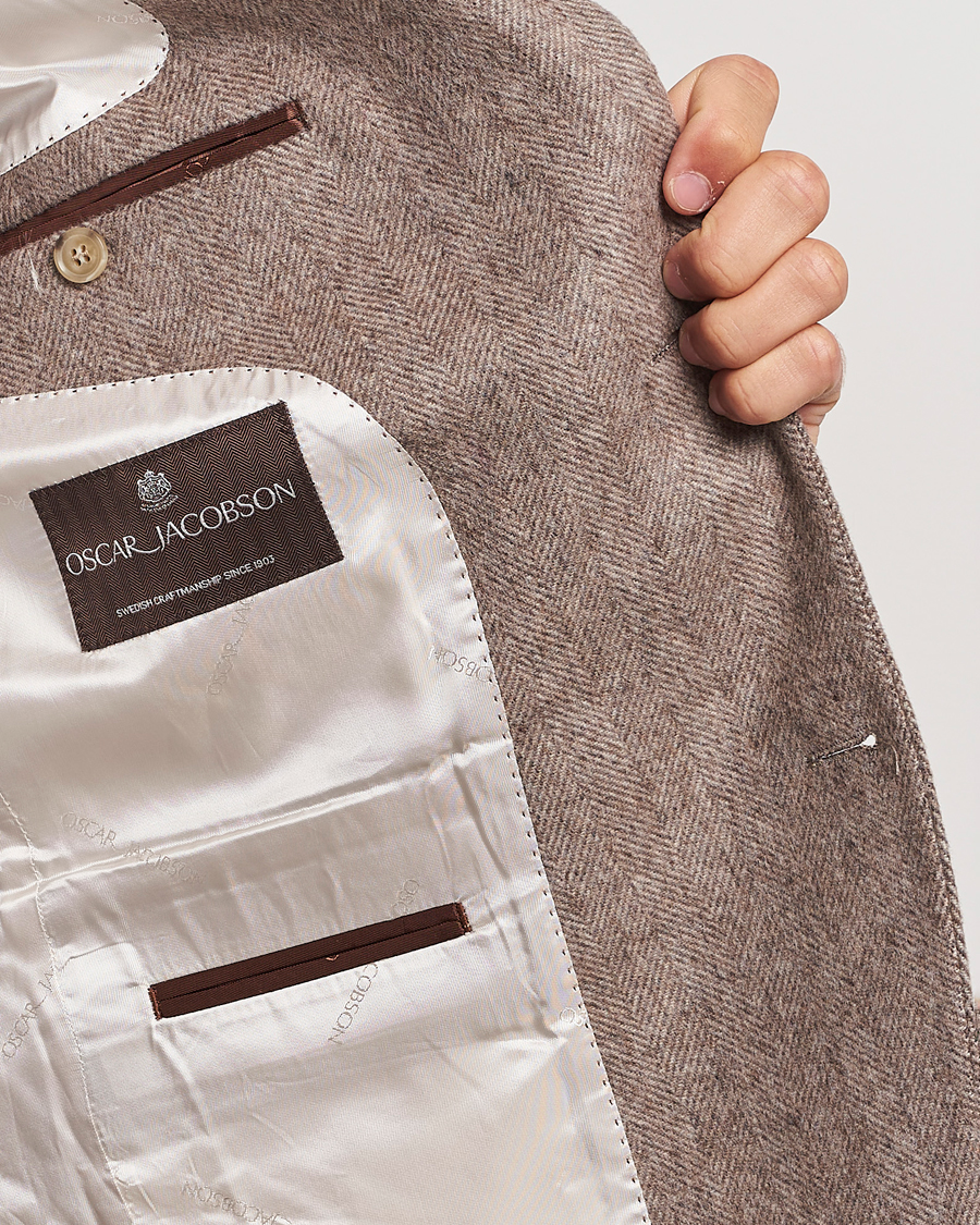 Herre | Dressjakker | Oscar Jacobson | Fogerty Herringbone Wool Blazer Beige