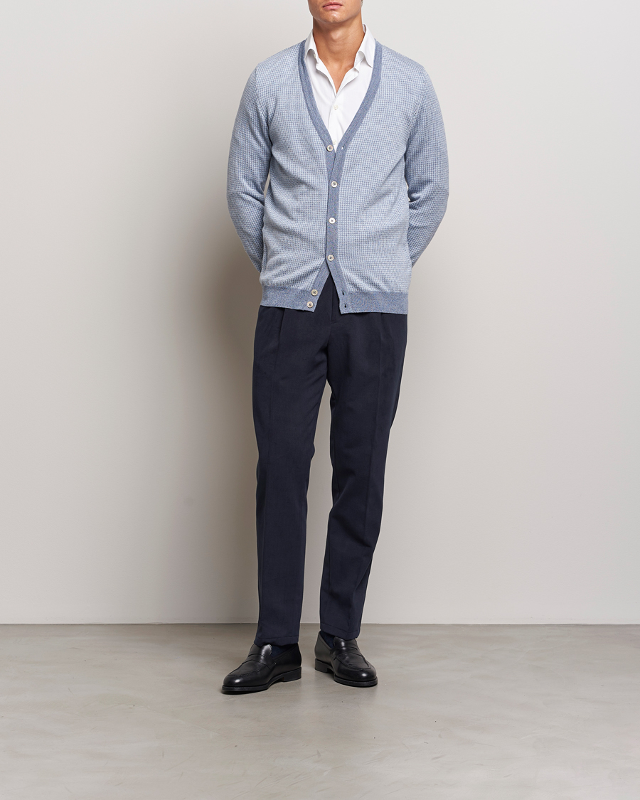 Herre | Bukser | Oscar Jacobson | Delon Brushed Cotton Trousers Navy