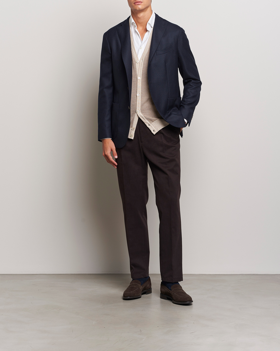 Herre | Bukser | Oscar Jacobson | Delon Brushed Cotton Trousers Brown