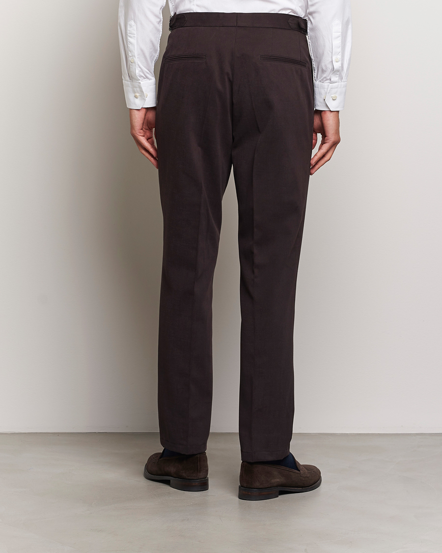 Herre | Bukser | Oscar Jacobson | Delon Brushed Cotton Trousers Brown