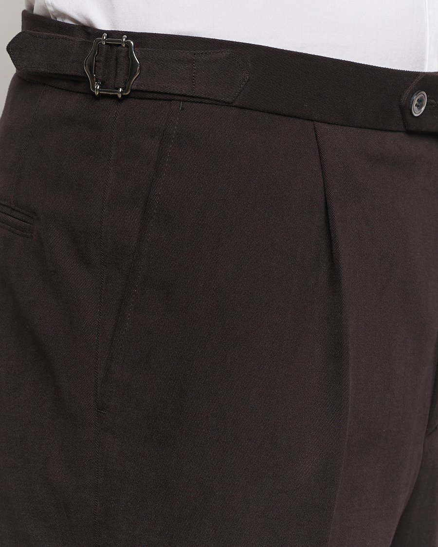 Herre | Bukser | Oscar Jacobson | Delon Brushed Cotton Trousers Brown