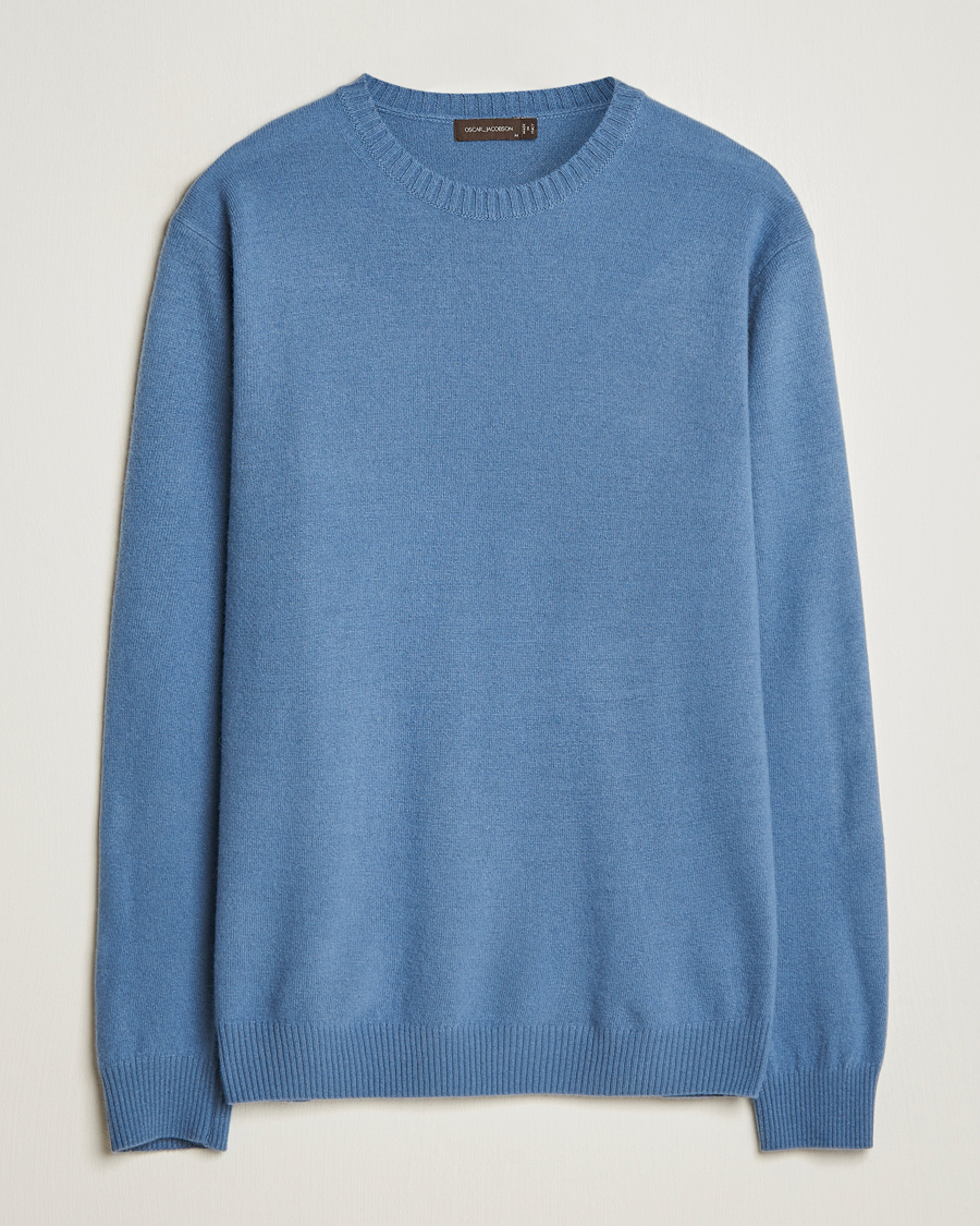 Herre | Gensere | Oscar Jacobson | Valter Wool/Cashmere Round Neck Blue