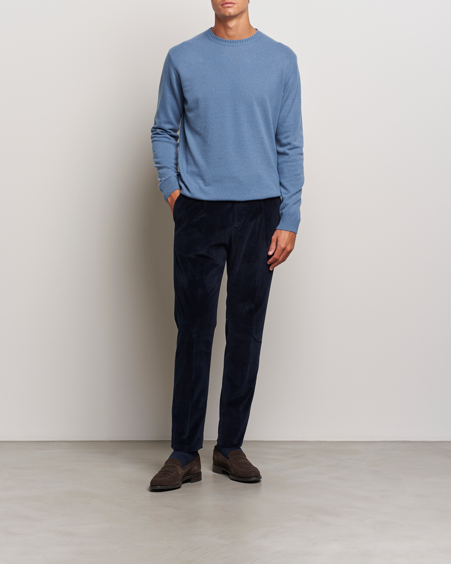 Herre | Gensere | Oscar Jacobson | Valter Wool/Cashmere Round Neck Blue