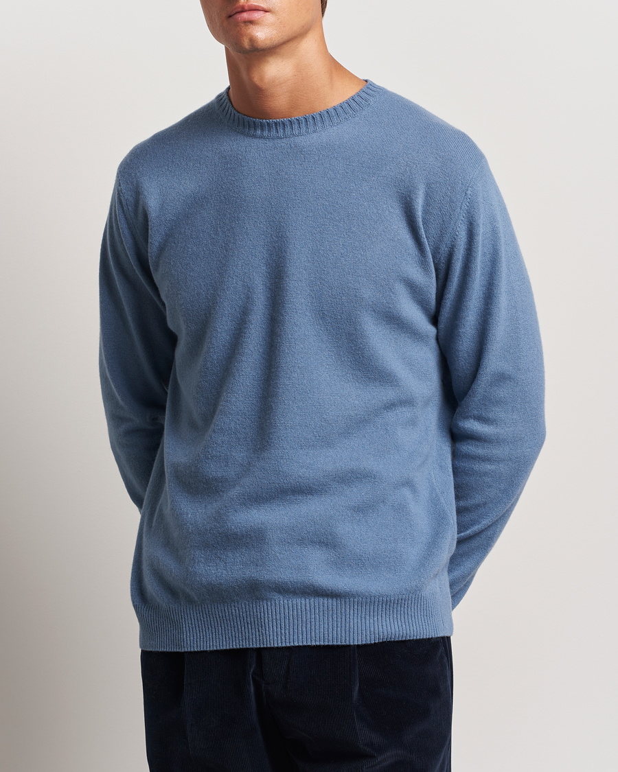 Herre | Gensere | Oscar Jacobson | Valter Wool/Cashmere Round Neck Blue