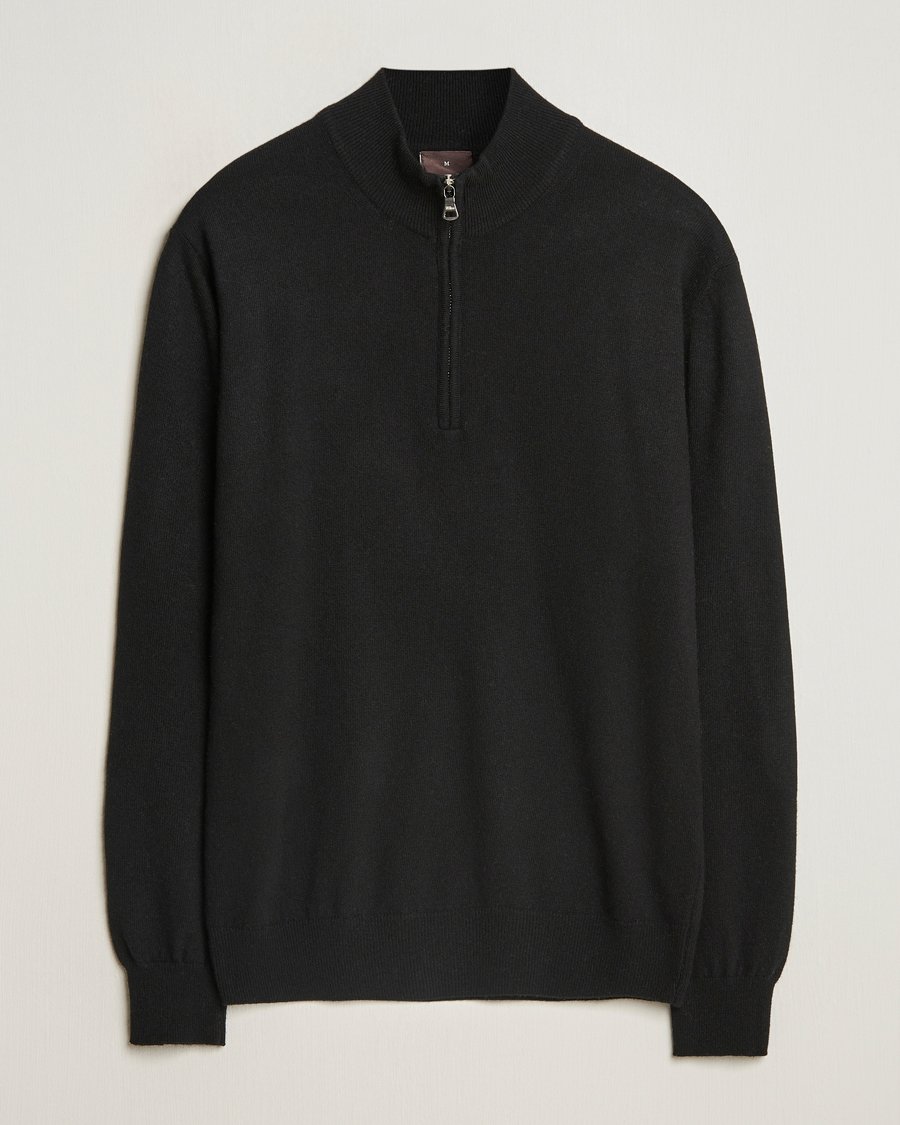 Herre | Gensere | Oscar Jacobson | Patton Wool/Cashmere Half Zip Black