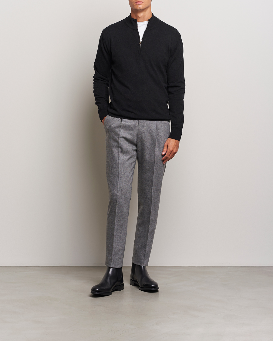 Herre | Gensere | Oscar Jacobson | Patton Wool/Cashmere Half Zip Black