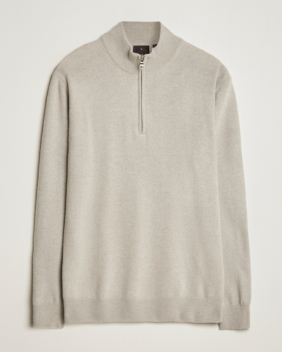 Herre | Gensere | Oscar Jacobson | Patton Wool/Cashmere Half Zip Light Beige