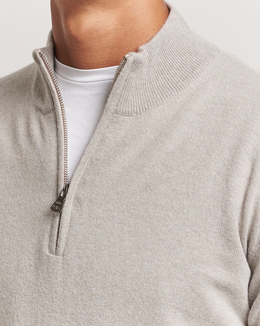 Herre | Gensere | Oscar Jacobson | Patton Wool/Cashmere Half Zip Light Beige