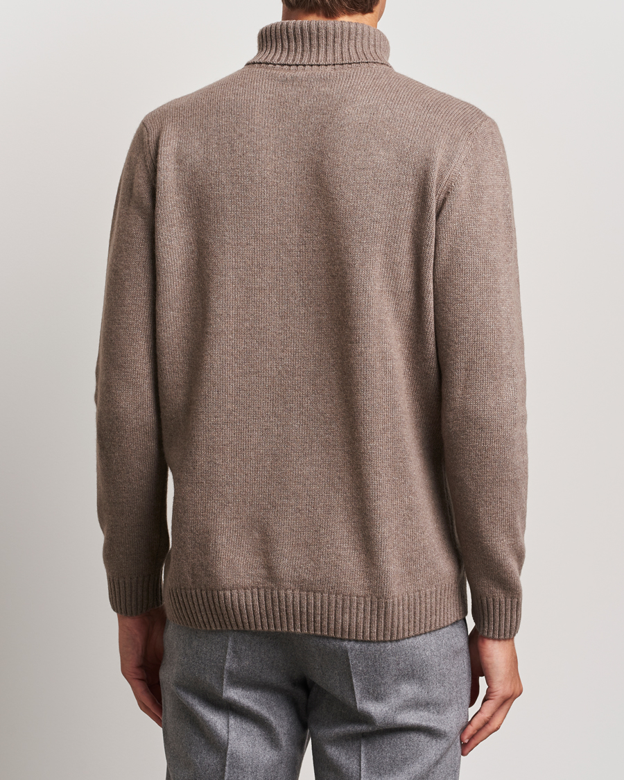 Herre | Gensere | Oscar Jacobson | Salomon Heavy Knitted Cable Rollneck Light Brown
