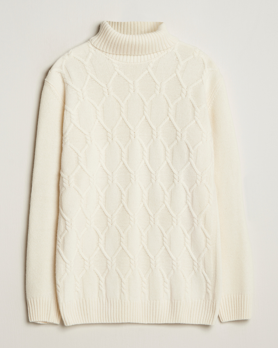Herre | Gensere | Oscar Jacobson | Salomon Heavy Knitted Cable Rollneck White