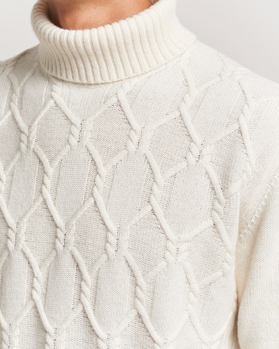Herre | Gensere | Oscar Jacobson | Salomon Heavy Knitted Cable Rollneck White