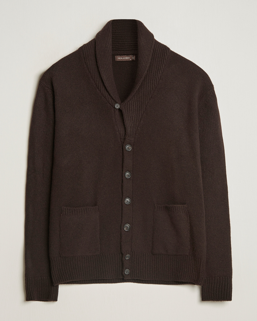 Herre | Gensere | Oscar Jacobson | Aspen Heavy Knitted Cardigan Brown