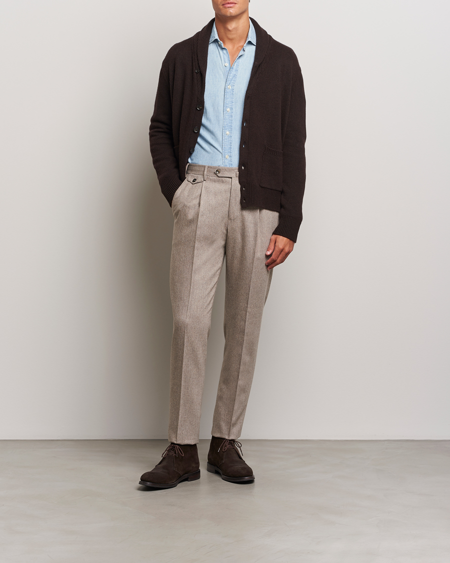 Herre | Gensere | Oscar Jacobson | Aspen Heavy Knitted Cardigan Brown