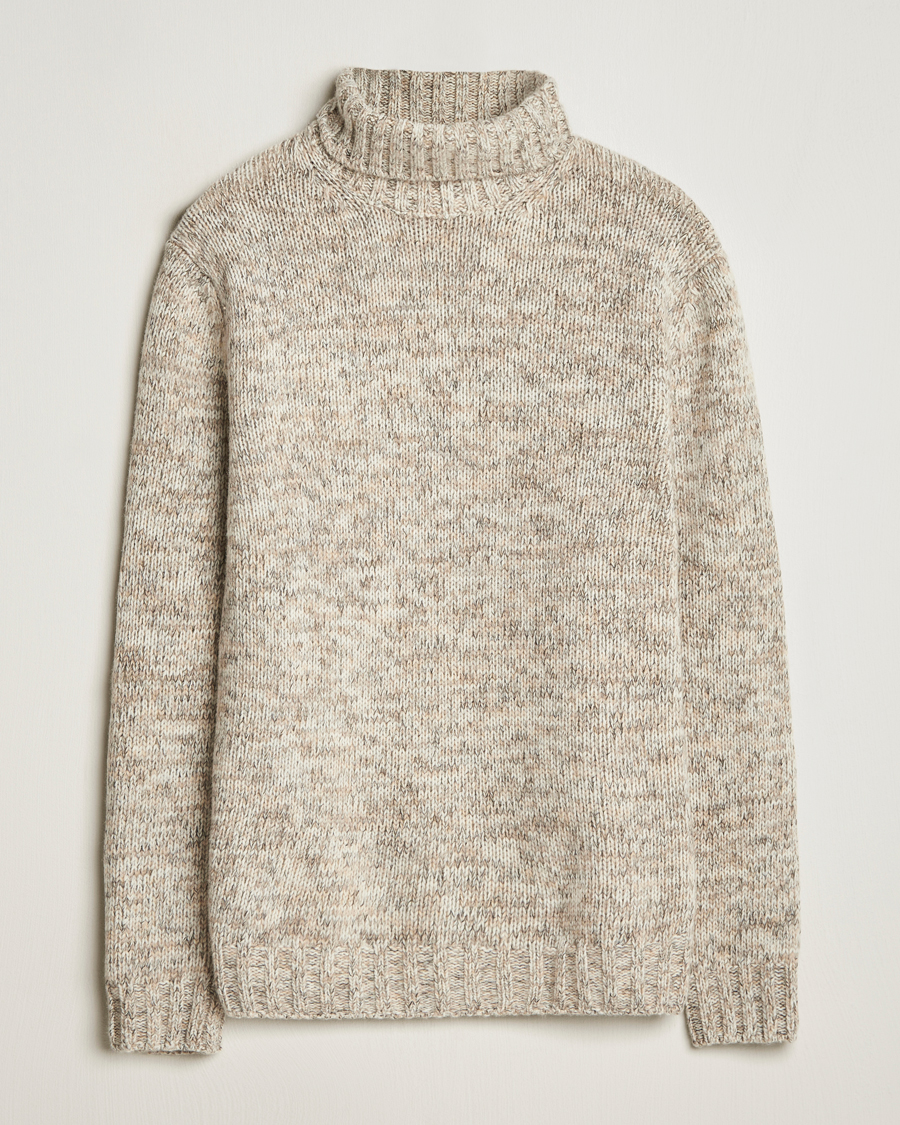 Herre | Gensere | Oscar Jacobson | Mika Heavy Knitted Merino Rollneck Beige