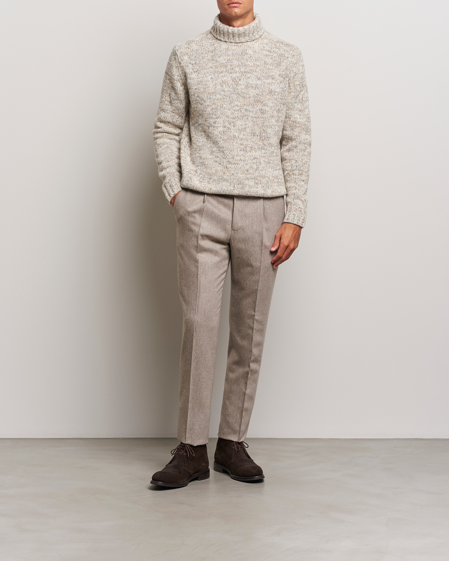 Herre | Gensere | Oscar Jacobson | Mika Heavy Knitted Merino Rollneck Beige