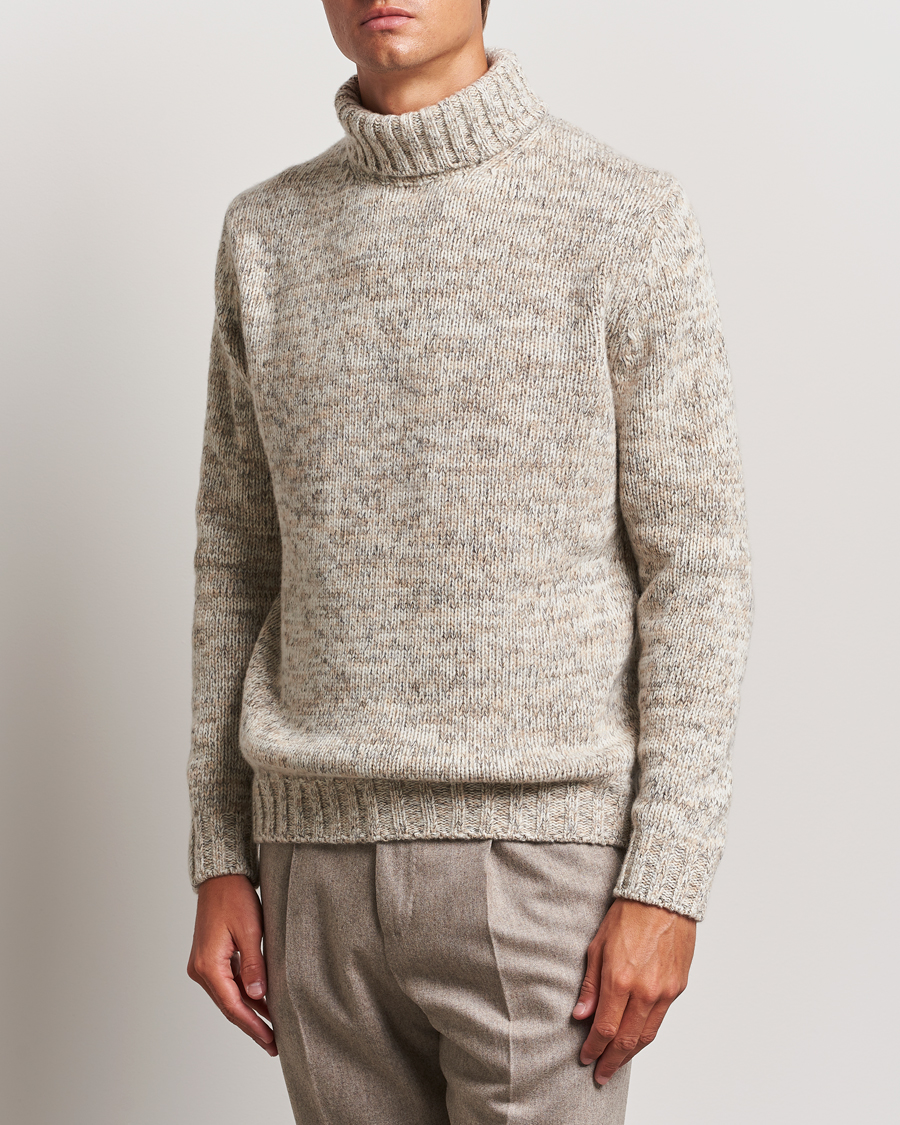 Herre | Gensere | Oscar Jacobson | Mika Heavy Knitted Merino Rollneck Beige