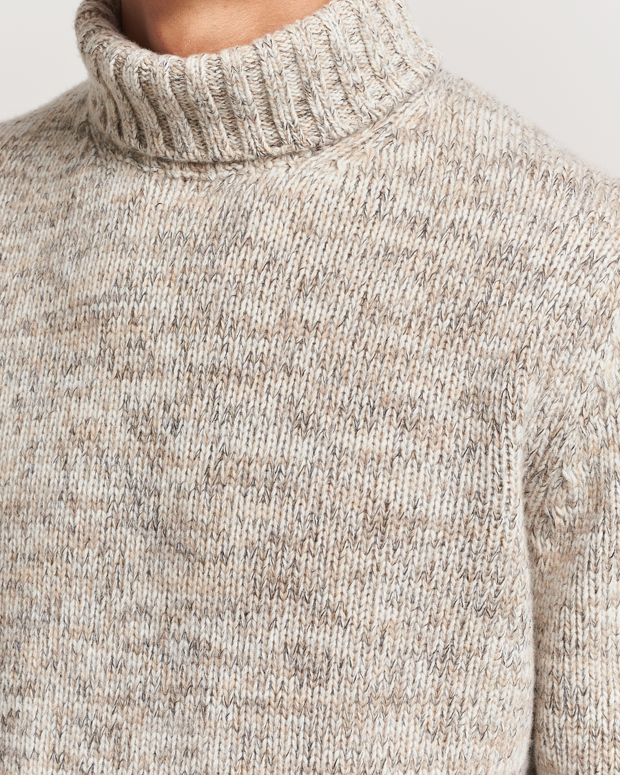 Herre | Gensere | Oscar Jacobson | Mika Heavy Knitted Merino Rollneck Beige