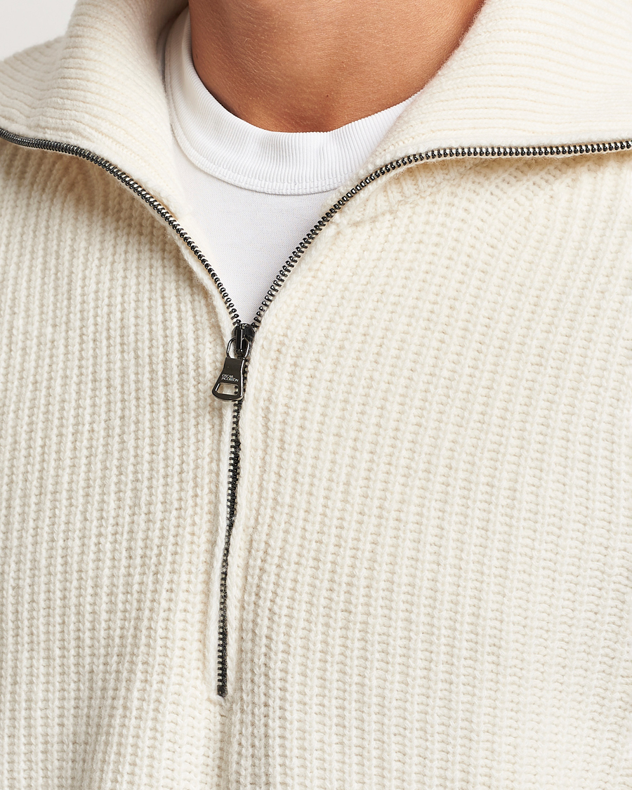 Herre | Gensere | Oscar Jacobson | Mauritz Heavy Knitted Half Zip White