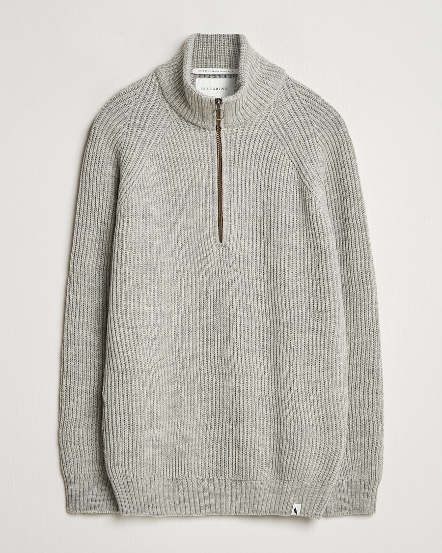 Herre | Gensere | Peregrine | Ford Knitted Wool Half Zip Light Grey