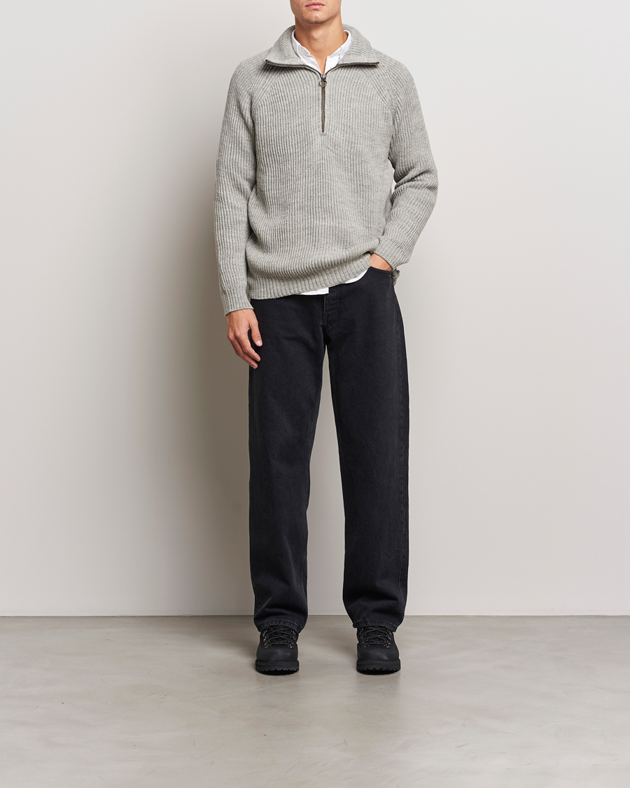 Herre | Gensere | Peregrine | Ford Knitted Wool Half Zip Light Grey