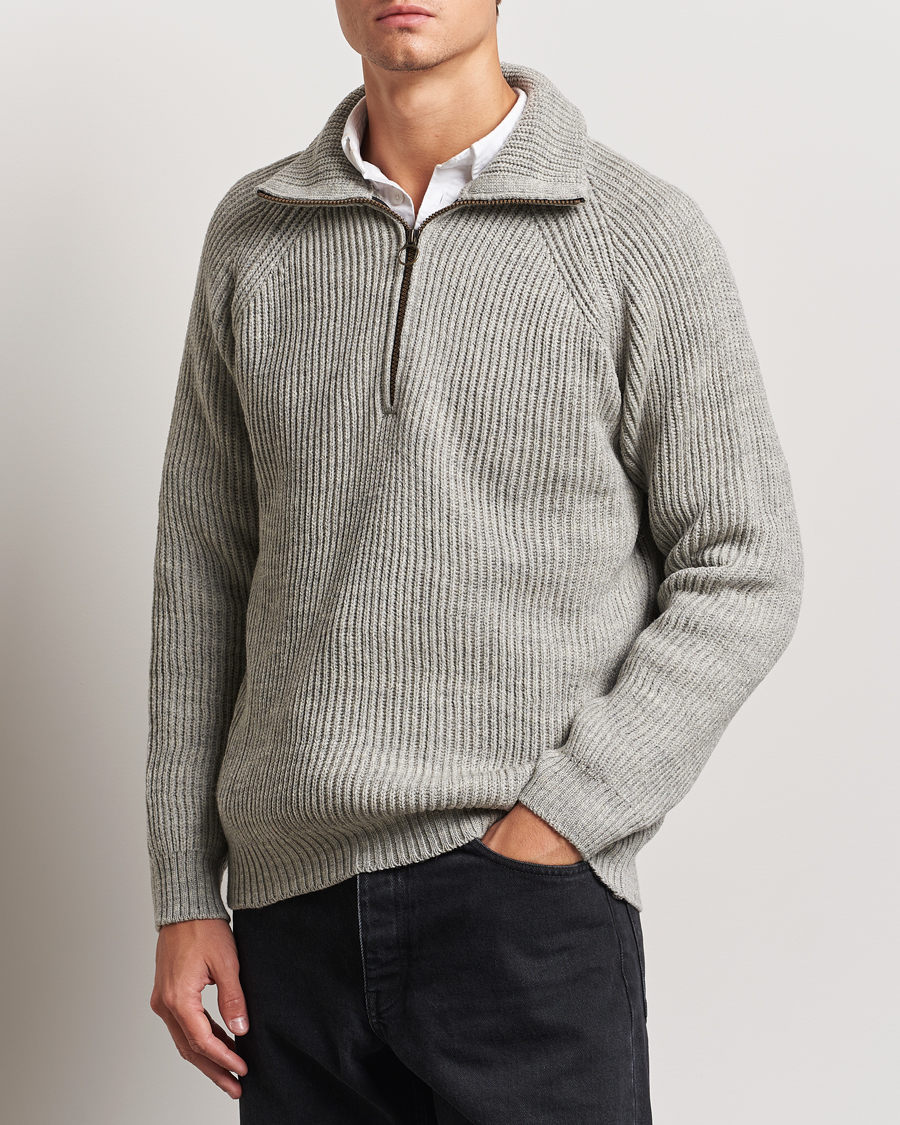 Herre | Gensere | Peregrine | Ford Knitted Wool Half Zip Light Grey