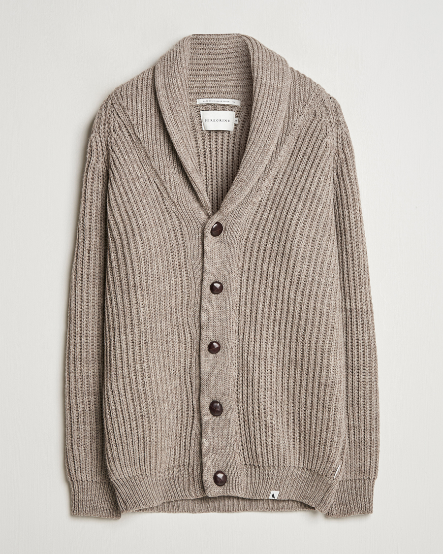 Herre | Gensere | Peregrine | Wilkinson Ribbed Wool Cardigan Light Brown