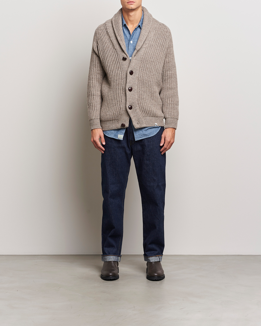 Herre | Gensere | Peregrine | Wilkinson Ribbed Wool Cardigan Light Brown