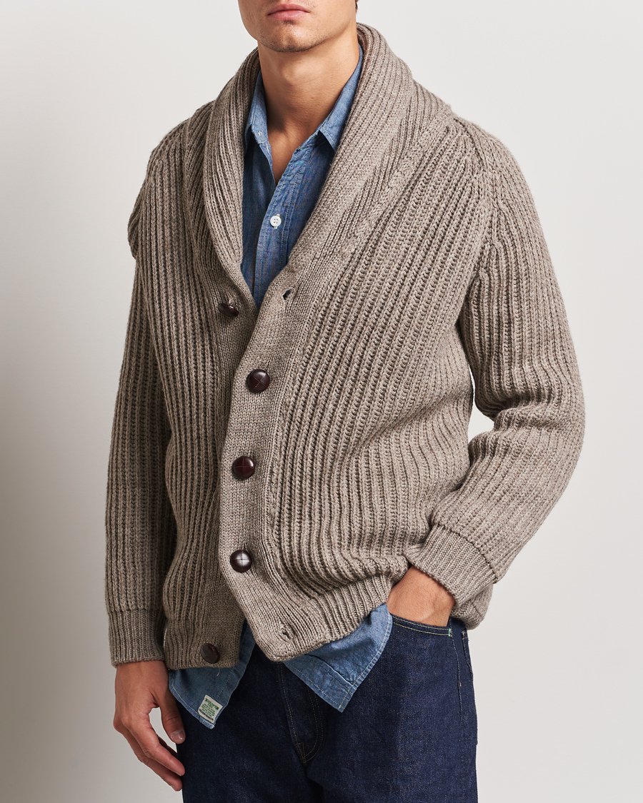 Herre | Gensere | Peregrine | Wilkinson Ribbed Wool Cardigan Light Brown