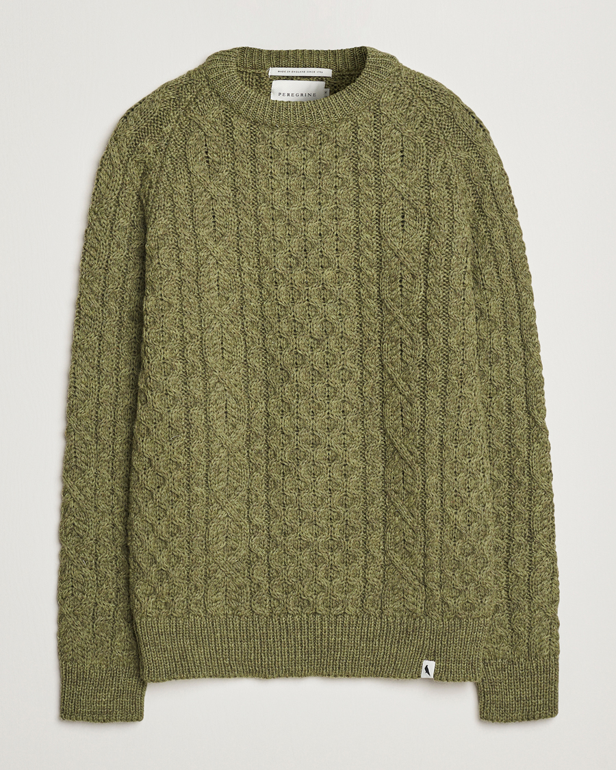 Herre | Gensere | Peregrine | Hudson Wool Aran Knitted Jumper Apple